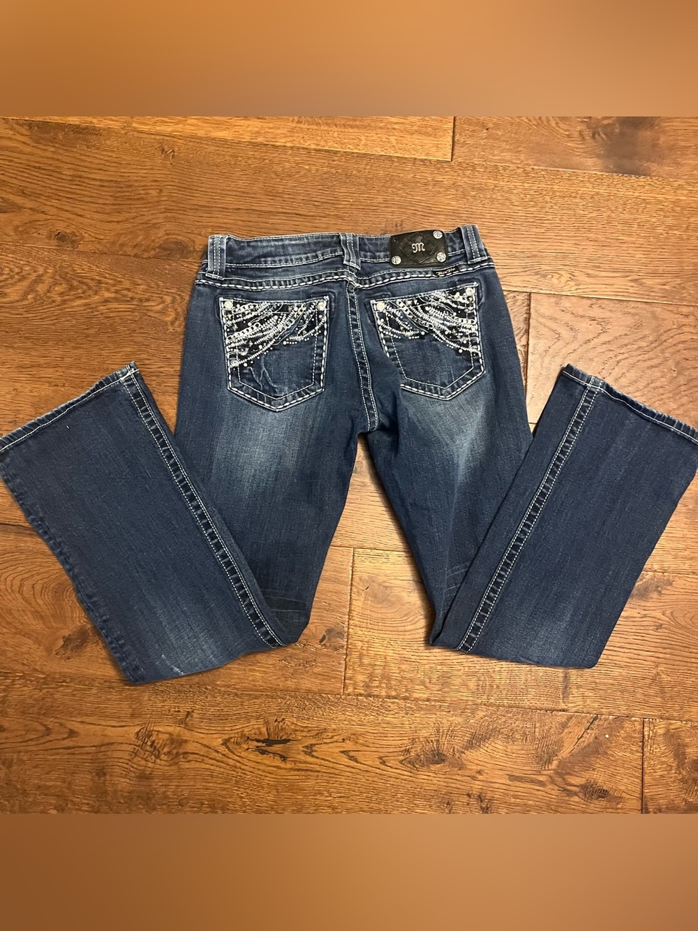Miss Me Easy Boot y2K bling western Jeans distressed Embellished Back Pockets